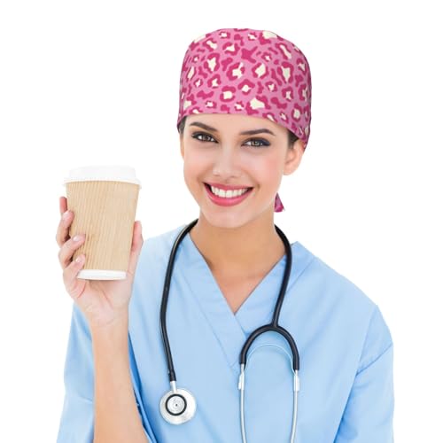 Image of Working Cap Scrub Cap with Sweatband Adjustable Unisex Women Tie Back Hat Nurse Surgical Caps