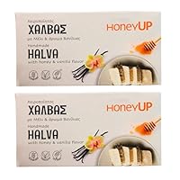 HoneyUp Halva mit Honig & Vanille – Traditioneller griechischer Snack, 2 × 200 g (400 g Gesamt) – Hergestellt aus echtem Honig, Tahini, vegan & natürlich