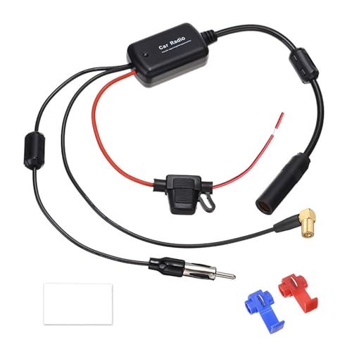 Amplificateur Antenne Autoradio, 12V Répartiteur Dab FM/AM Dab Adaptateur Signal DIN Mâle vers DIN Femelle SMA Mâle Booster Radio Auto Stéréo Câble...