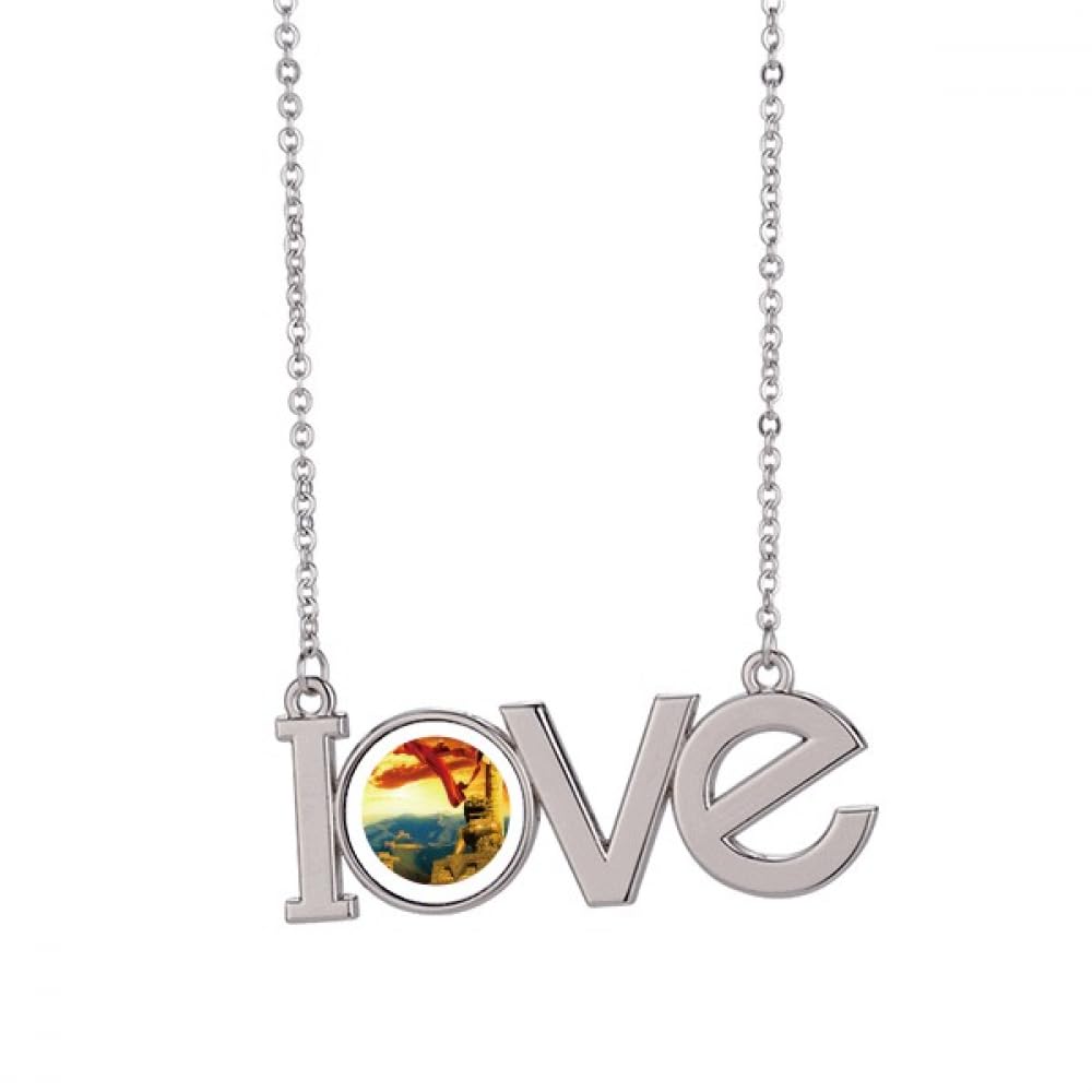 The Great Wall Lion Huabiao Ribbon Love Necklace Pendant Charm Jewelry