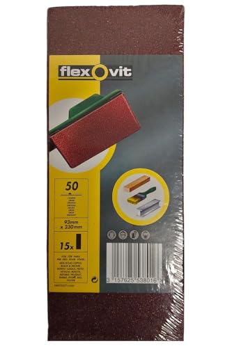 Image of Flexovit 1/3 Sanding Sheets Orbital 93 x 230 Plain Coarse 50g (15)
