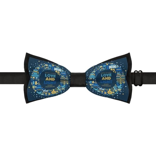 GoasNei Happy Hanukkah Jewish Chanukah Holiday Bow Tie for Men Adjustable Necktie Funny Tie Neck Ties for Weddings Party