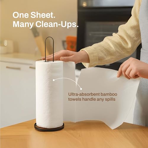 Image of IMECO Reusable Bamboo Kitchen Towel Roll | 2000 Times Washable | Soft & Highly Absorbent | Better Alternative to Dishcloth | 100GSM Paper Towel | Eco Bamboo Wipes for Kitchen Cleaning | 20 Sheets