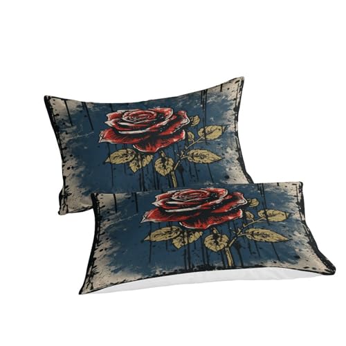 Housse de couette microfibre avec fermeture éclair roses anciennes 3D
