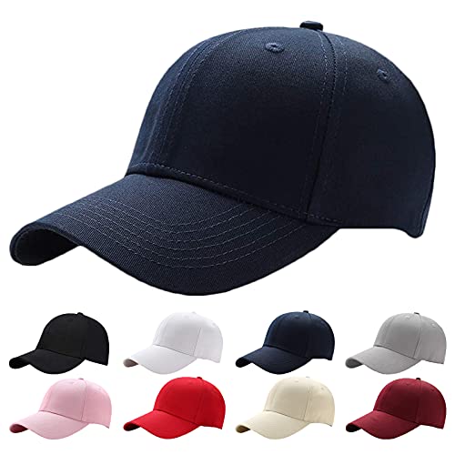 Baseball Cap Herren Damen，Unisex Kappe Verstellbar Reine Farbe Baseboard Baseballkappe Mütze，Navy