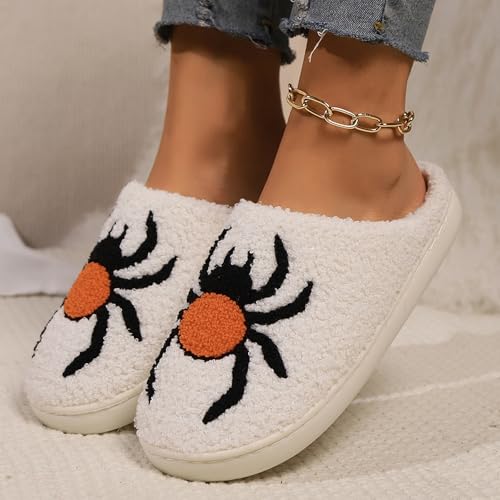 Image of Womens Mens House Slippers Retro Comfy Warm Plush Slip on Fluffy Memory Foam Home Sippers for Winter Indoor Outdoor