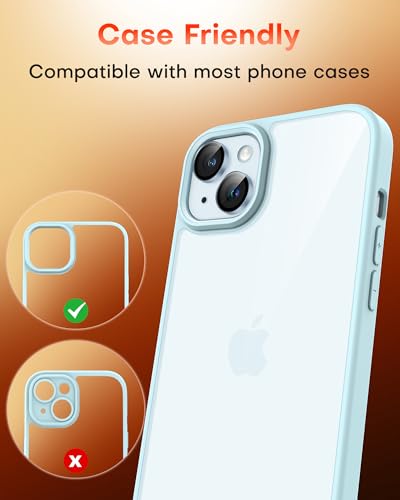 Image of TOCOL Camera Lens Protector for iPhone 15 / iPhone 15 Plus Tempered Glass HD Individual Scratch Resistant Camera Cover Accessories Case Friendly 2 Pack(Light Blue)
