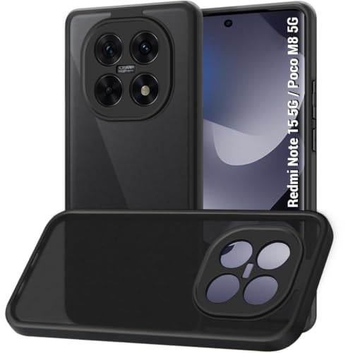Image of TheGiftKart Hybrid Shockproof Back Cover Case for Mi Redmi Note 15 / Note 15 SE /Poco M8 5G | Camera Protection Module | Hard Back Cover Case (PC & TPU, Translucent Smoke Matte Back, Black Sides)