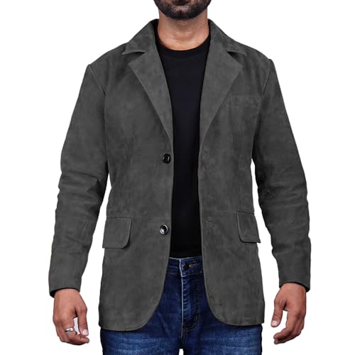 Image of Suede Leather Blazer for Men Suede Sport Coat for Men Blazer Suede Leather Jacket Blazer Coat for Men