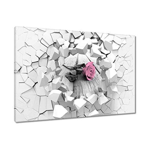 Tableau imprimé sur toile 120 x 80 cm Rose sur planches déco murale
