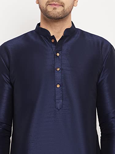 Image of VASTRAMAY Men Light Blue Cotton Kurta Pyjama and Dupatta Set (VASMKWH000nPCWHnD5AQ 36) | Independence Day