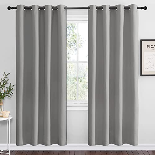 Image of NICETOWN Silver Grey Room Darkening Curtain Panels 78 inch Long for RV, Play Room, Studio, Heat Block Out and Keep Warm Drapes Window Treatment Drapes for Doorway Entryway Patio (55 inch Width, 2 Panels)
