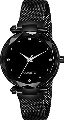 KIARVI GALLERY Black 4 Diamond Dial with Magnetic Metal Strap Analog Watch for Girls and Women (B099PMHQVK) Amazon Price History, Amazon Price Tracker