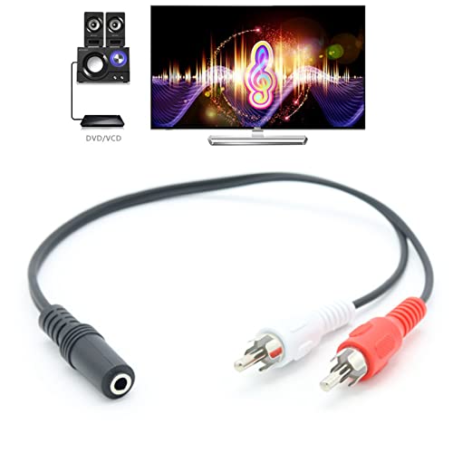 Cable adaptador Jack 3.5mm hembra a 2 RCA macho 25 cm miniatura 2