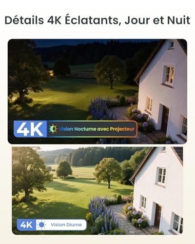 Reolink 4K Camera Surveillance WiFi Exterieure, 2,4/5Ghz Wi-FI 6, Détection Intelligent, Vision Nocturne Couleur, Suivi Automatique, Alimenté par Batterie, Argus PT Ultra+Panneau Solaire