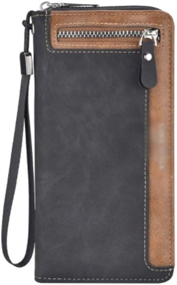 VIDI Pu Leather Long Wallet Men's Zipper Large Capacity