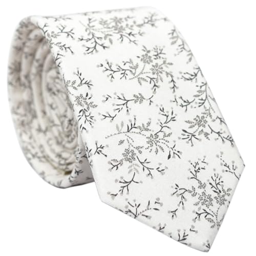 Image of BELLUNO Men's Cotton Floral Skinny Tie, 2.5 inch Width, with Gift Box