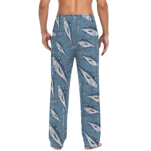 Men's Pajama Pants Super Soft Marine Tuna Fish Sleep Lounge Pants Pjs Bottoms with Pockets2
