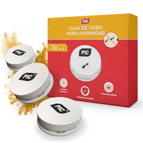 PIC - Cebo para Hormigas - 3X Hormigas Cebo - Trampa para Hormigas para Eliminar Hormigas en Interiores de casa, Patios, Balcones y sótanos - Solución eficaz para Combatir Todo el Nido de Hormigas.
