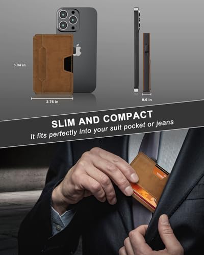 Wallet for Men, Mens Wallet Slim Compact Minimalist Wallet with Money Clip, Bifold Leather Rfid Blocking Smart Metal Pop Up Front Pocket Wallet4