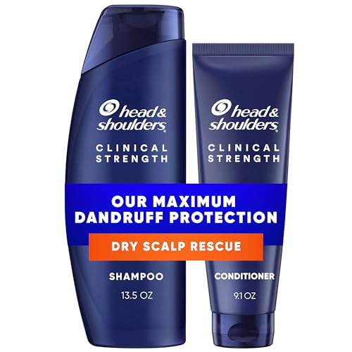 Head & Shoulders Anti-Dandruff Shampoo, Clinical Strength Dry Scalp Rescue, 1% Selenium Sulfide, Seborrheic Dermatitis Relief, Dry Scalp, 13.5 fl oz + Conditioner, 9.1oz