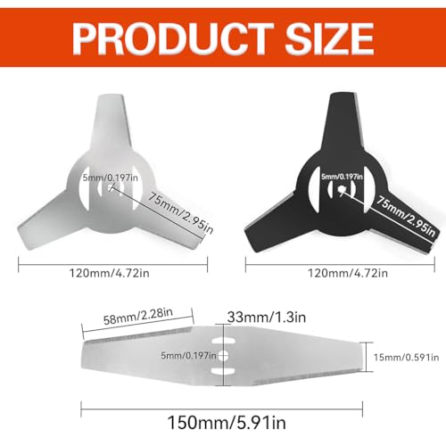 Image of HASTHIP 4Pcs Grass Trimmer Blade Replacement Weeder Attachment | Two Forms for Weed Clearing, Reaches Tight Patches, Manganese Steel, Three Point and Flat Types, Seller Support