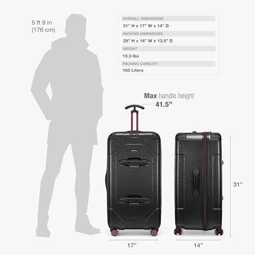 Image of Traveler's Choice Maxporter II Polycarbonate Hardside Trunk with Spinner Wheels, Black, 31-Inch Large Trunk