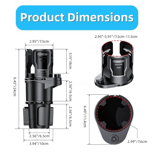 Extensor Portavasos para Carro 2 en 1 con Base Ajustable 360° miniatura 3