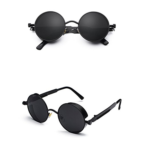 kachawoo Retro Round Sunglasses for Men Gift Women Metal Frame Sun Glasses Steampunk4