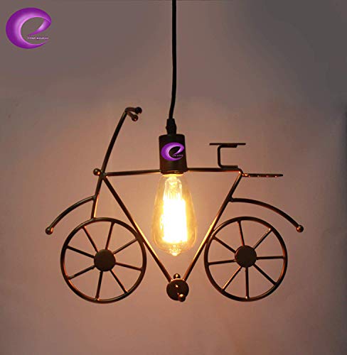 Image of GreyWings Vintage Cycle Shaped Hanging Light for Home Decor, Antique Pendant Lamp, Decorative Industrial Style Lamp for (Bulb Not Included) Small Pack of 1