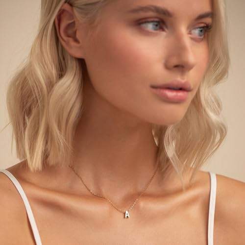 Small Initial Necklace 18K Gold Plated Stainless Steel Tiny Letter Necklace Personalized Monogram Name Necklace for Women3