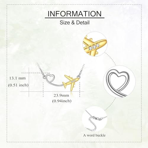 Airplane Necklace 925 Sterling Silver Airplane Pendant Necklace Aircraft Jewelry Present for Women Mom 5