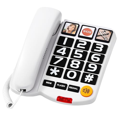 Extra-Loud (110dB) Landline Phone for Seniors & Hearing Impaired - Hearing Aid Compatible, Large...