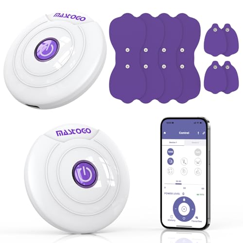 Wireless TENS Unit Two Portable TENS Unit Muscle Stimulators for Pain Relief Featuring 6 TENS Modes and 6 EMS Modes with a Stylish PU Carrying Case and Can be Controlled Via an APP.