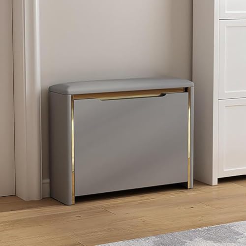 Banco de almacenamiento de zapatos de madera con asiento acolchado y cajones abatibles, elegante entrada para el hogar, pasillo, vestíbulo y muebles de entrada