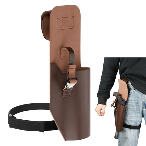 Easecos Blaster Holster PU Leather Blaster Belt Holder with Elastic Leg Strap Cosplay Costume Prop Accessories (Brown)