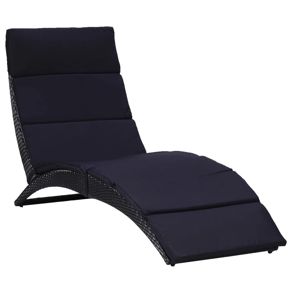 Tomostar Bain de Soleil, Chaise Longue Jardin Extérieur Transat pour Piscine avec Coussin Résine tressée Noir