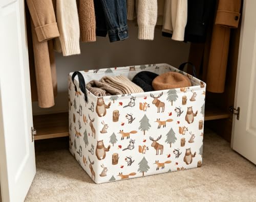 Image of Rectangular Valentines Basket for Women Girls Storage Bin Organizer Box Shelf Room Decor(Grey Animal)