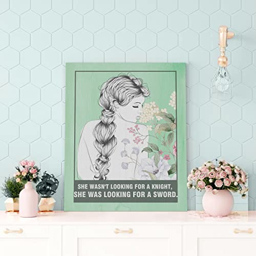 SIGNWIN Adhesive Canvas Poster Girl Power, Avocado Green, Muted, Botanical, Inspirational Quotes, Independent Woman, Green, Feminism for Living Room, Bedroom, Office - 12"x16"