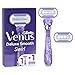 Gillette Venus Deluxe Smooth Swirl Lamette Donna, 1 Manico e 2 Lamette di Ricambio (da 5 Lame) per Rasoio Donna, con Tecologia FlexiBall, Rasatura Ottimale