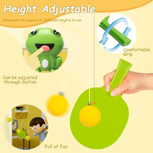 Image of Indoor Hanging Table Tennis Ping Pong Trainer Portable Set with Adjustable Height- Self Training Games- Random Design (Style-05)
