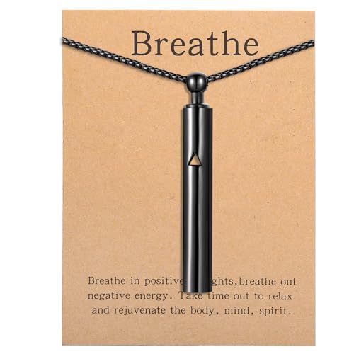 Anxiety Breathe Easy Necklace Mindfulness Breathing Necklace Breathlace Stainless Steel Pendant for Natural Calm & Stress Relief