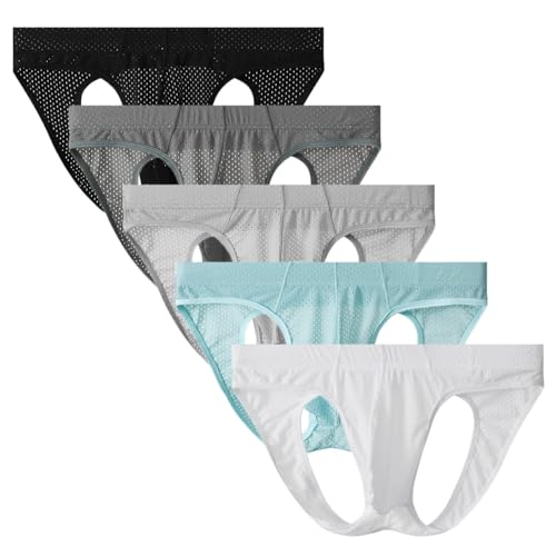 Men's 5-Pack Jockstrap Seamless Underwear Thongs Mesh Jock Strap Athletic Supporter