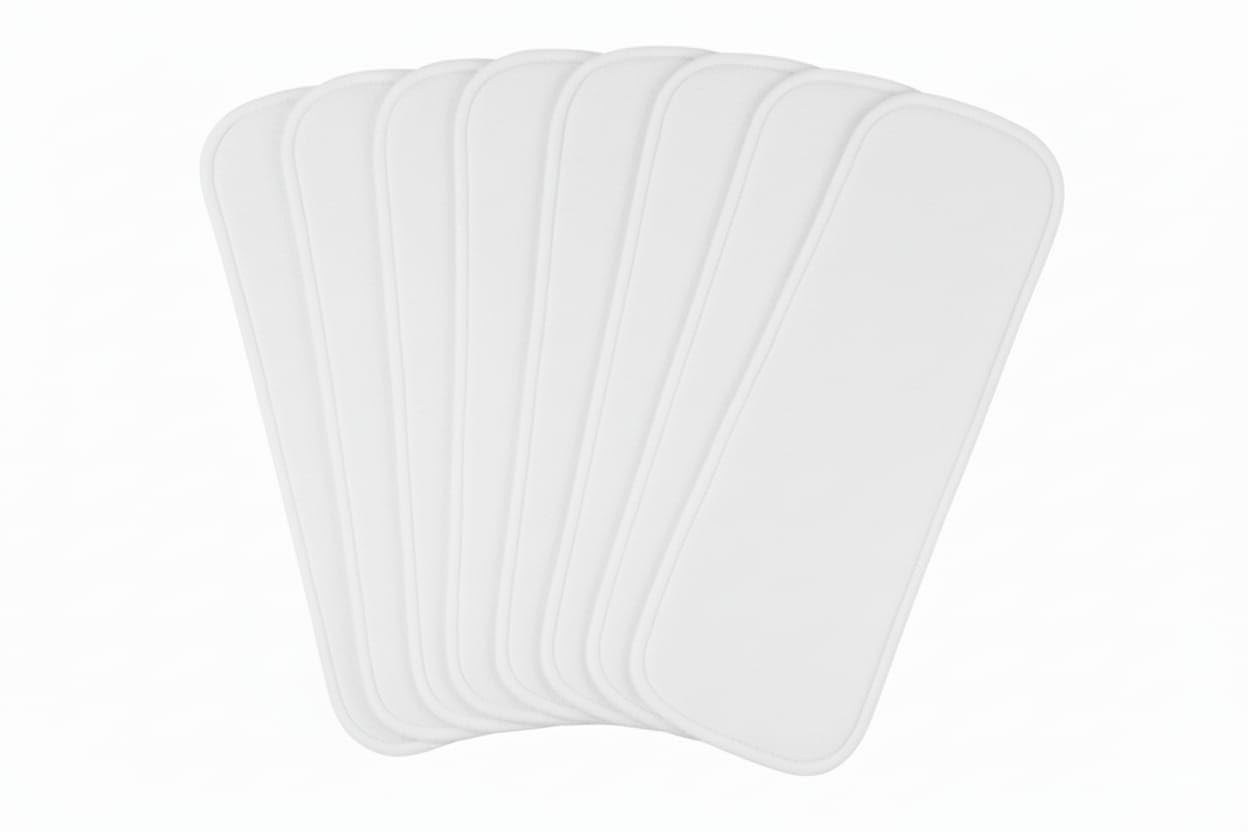 Kritiu SmartDry 5-Layer Booster Pads for Cloth Diaper | High Absorbent 5 Layer Washable and Reusable | Wet Free Booster Inserts | The Ultimate Baby Cloth Diaper Soaker Inserts (White Pack Of 8)-image-30