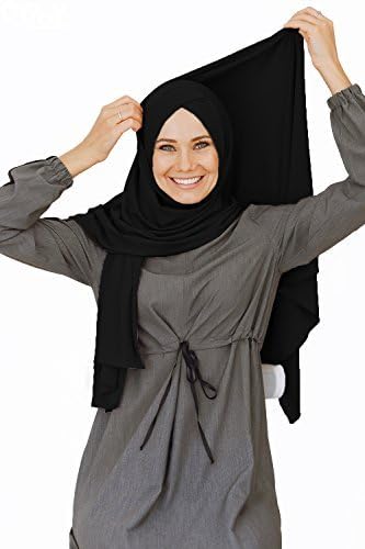 Vista 6 de Bufanda de algodón para la cabeza, hiyab negro instantáneo, accesorios musulmanes listos para usar para mujer, talla única
