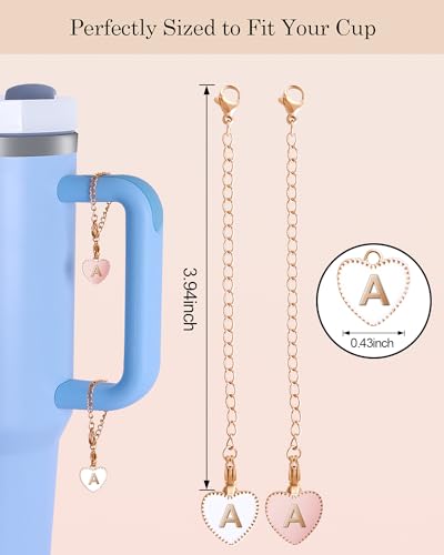 Image of 2 Pack Simple Modern Simple Letter Charms for Stanley Cup /Tumbler Heart Initial ID Charm