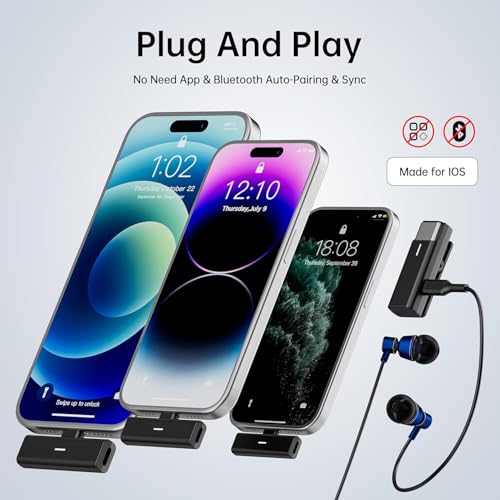 Prscfum MC001 Wireless Lavalier Microphone For Iphone, Noise Reduction Mini Microphone With 30H Charging Case Adapter, 65Ft Transmission Plug-Play Lapel Microphone thumb #3