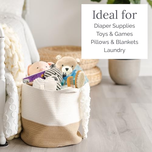 Natemia XL-BASKET-ROSE Rope Storage Basket- Nursery Bin And Toy Organizer (20"X20"X14"), Laundry Basket, Basket For Towels, Pillows And Blankets thumb #2