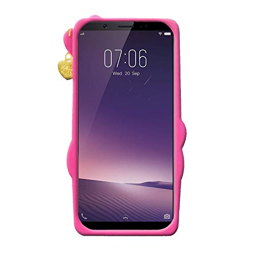 Image of Unirock Hello Kitty Back Case Cover for Vivo V7 Plus| 3D Cute Hello Kitty Case |Soft Silicone Rubber Back Cover with Pendant Kitty Cover for Vivo V7 Plus (Pink)