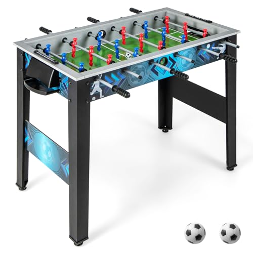 HOMASIS Fútbolin de Madera Profesional para Niños y Adultos, Mesa Multijuegos con 18 Jugadores Realistas, Baby-Foot con 2 Globos de Fútbol, 94,5x53,5x76,5cm, Juguetes de Familia para Casa